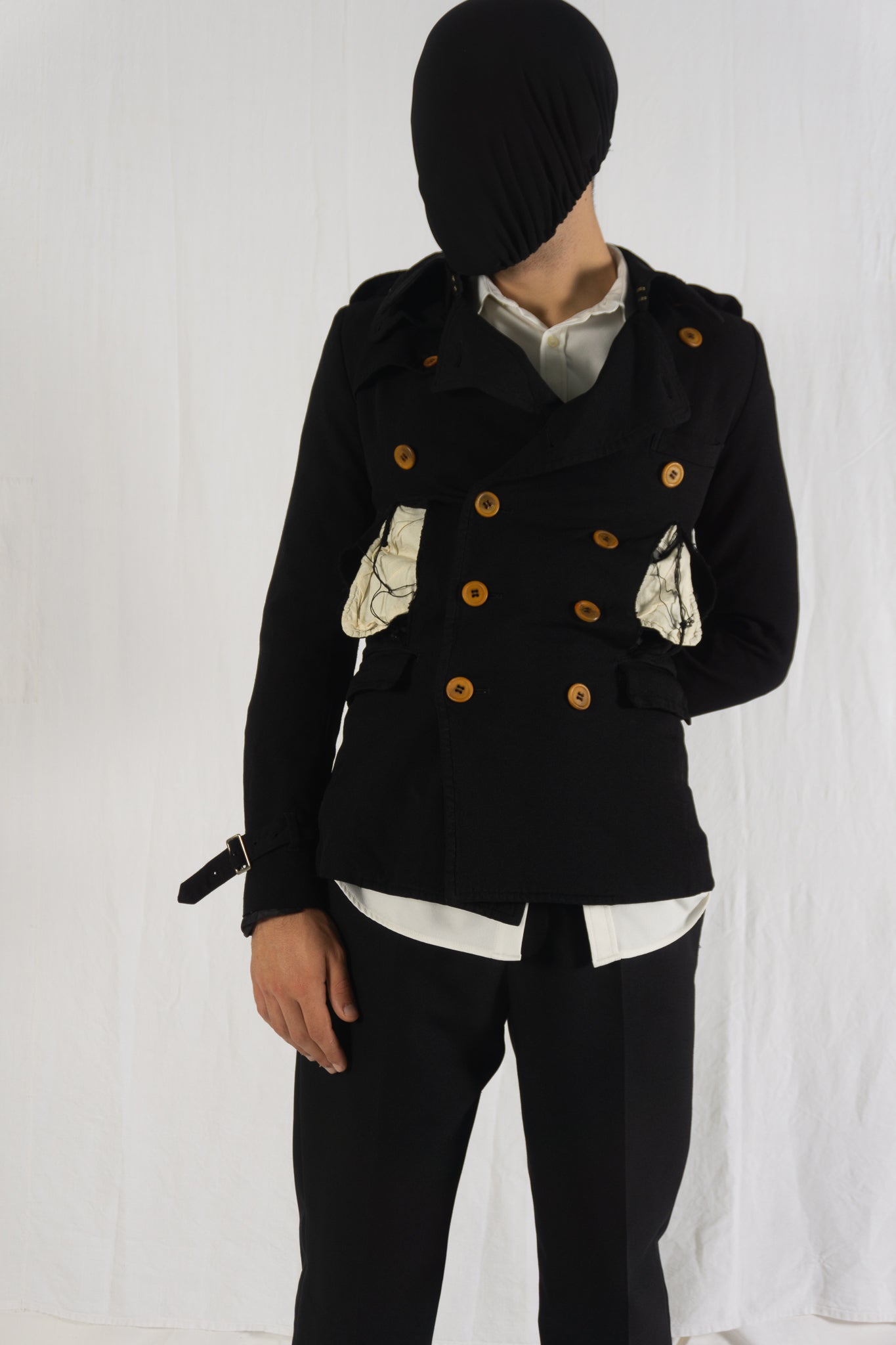 Comme des Garçons Homme Plus S/S 2012 destroyed pockets jacket – side view | Recente Studio