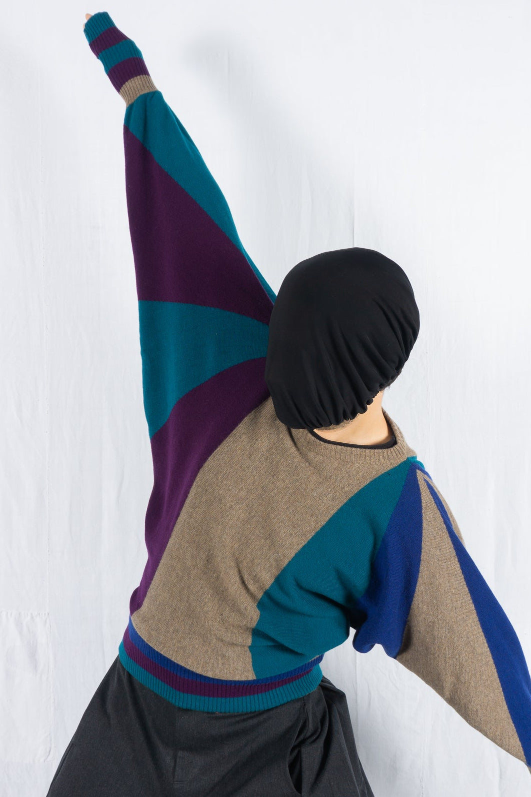 Issey Miyake A/W 1979 bat sweater – worn view | Recente Studio