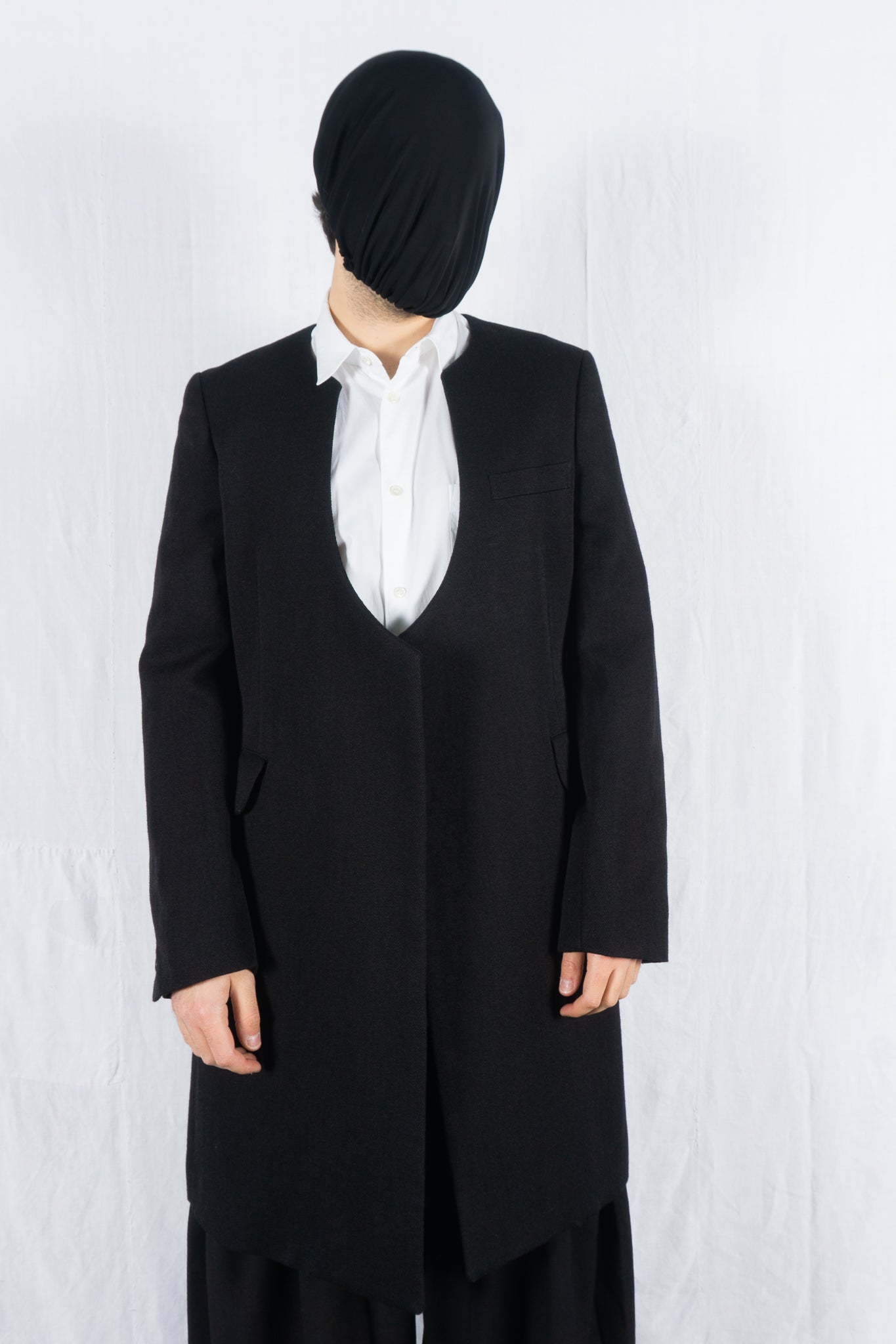 Comme des Garçons Homme Plus A/W 2022 collarless coat – front view | Recente Studio