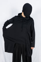 Comme des Garçons Homme Plus AW21 asymmetric hoodie – back view | Recente Studio