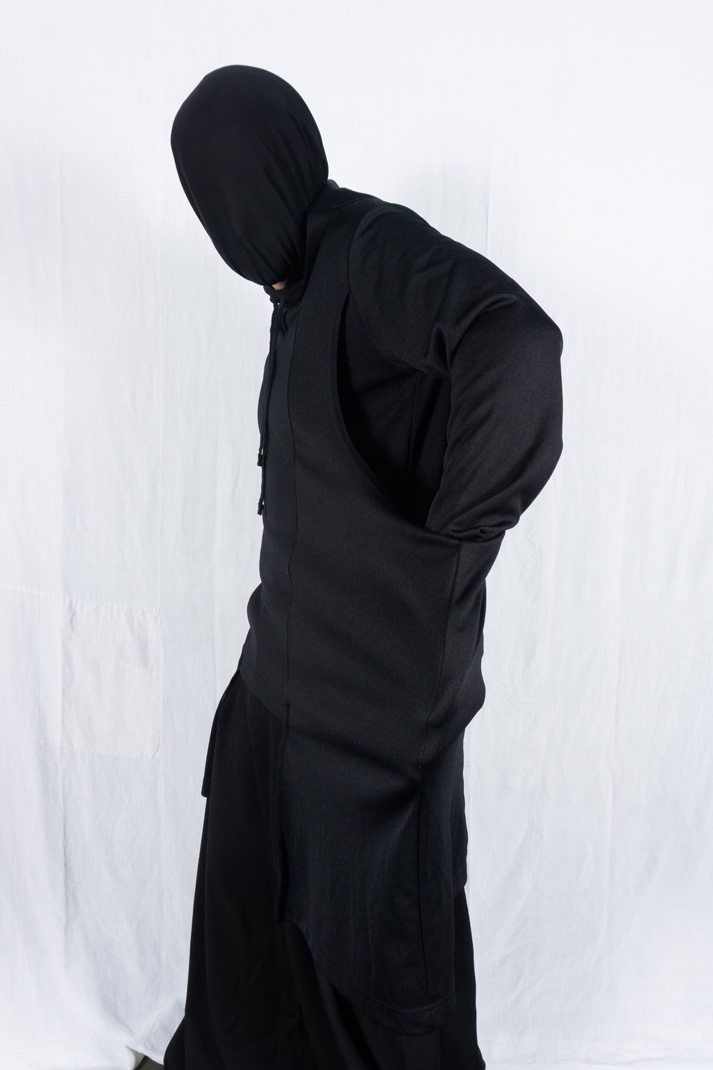 Comme des Garçons Homme Plus A/W 2021 asymmetric hoodie – side view | Recente Studio