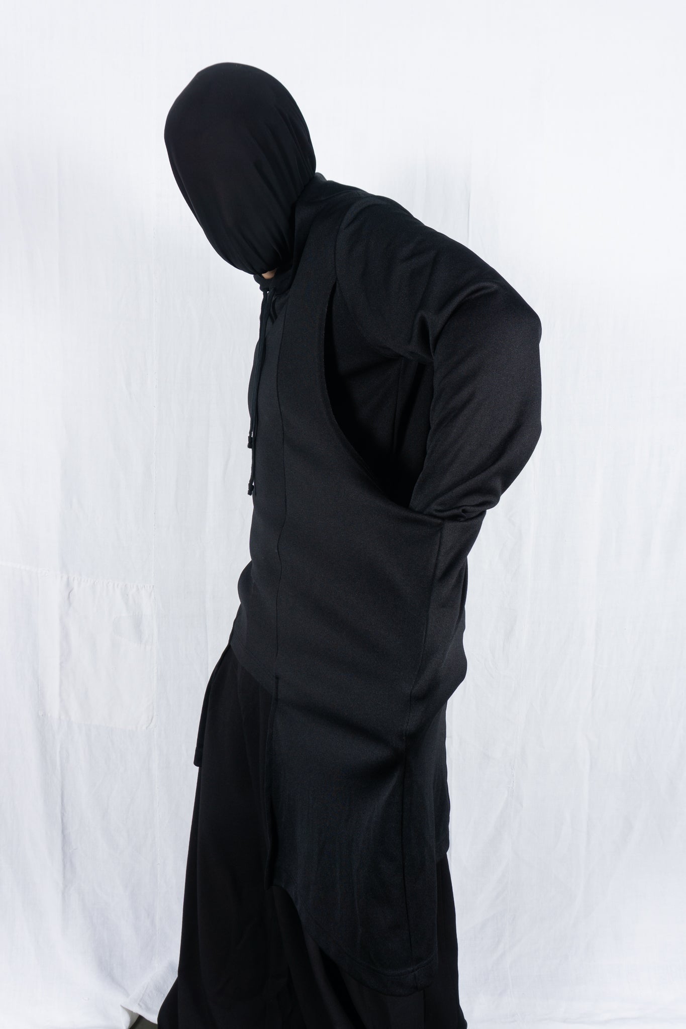 Comme des Garçons Homme Plus A/W 2021 asymmetric hoodie – side view | Recente Studio