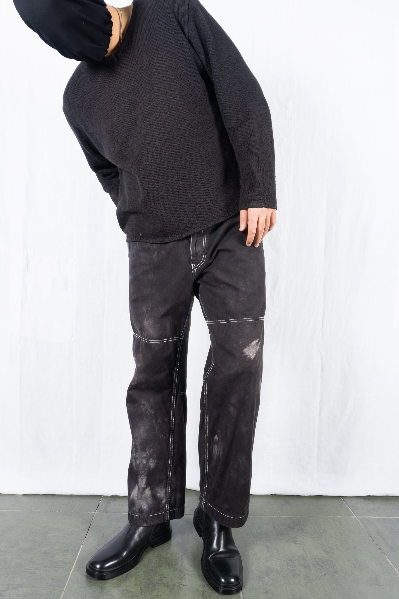 Comme des Garçons Homme 2010s bleached pants – side view | Recente Studio