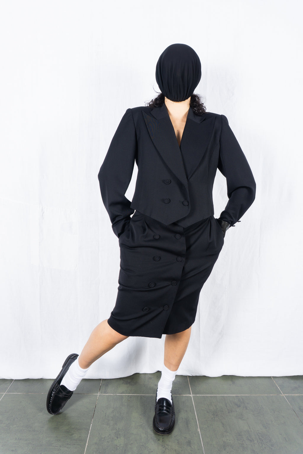 I.S. Issey Miyake Sport 1980s wool suit – collar detail | Recente Studio