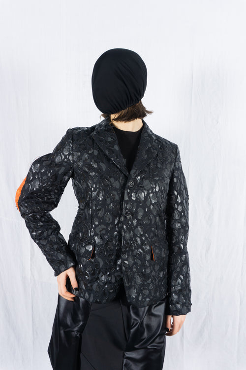 BLACK Comme des Garçons S/S 2021 patches jacket – front view | Recente Studio