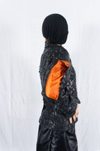 BLACK Comme des Garçons SS21 patches jacket – side view | Recente Studio