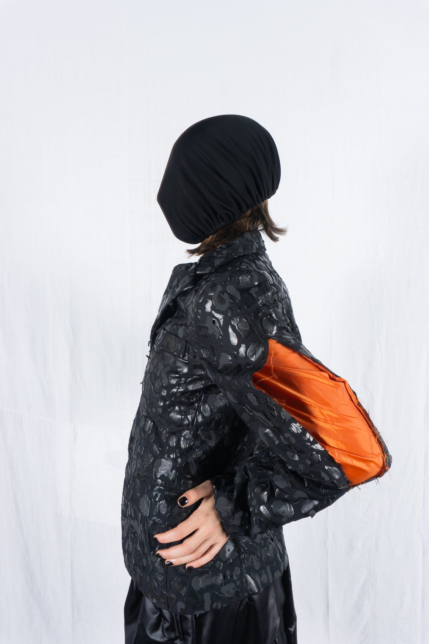 BLACK Comme des Garçons SS21 patches jacket – back view | Recente Studio