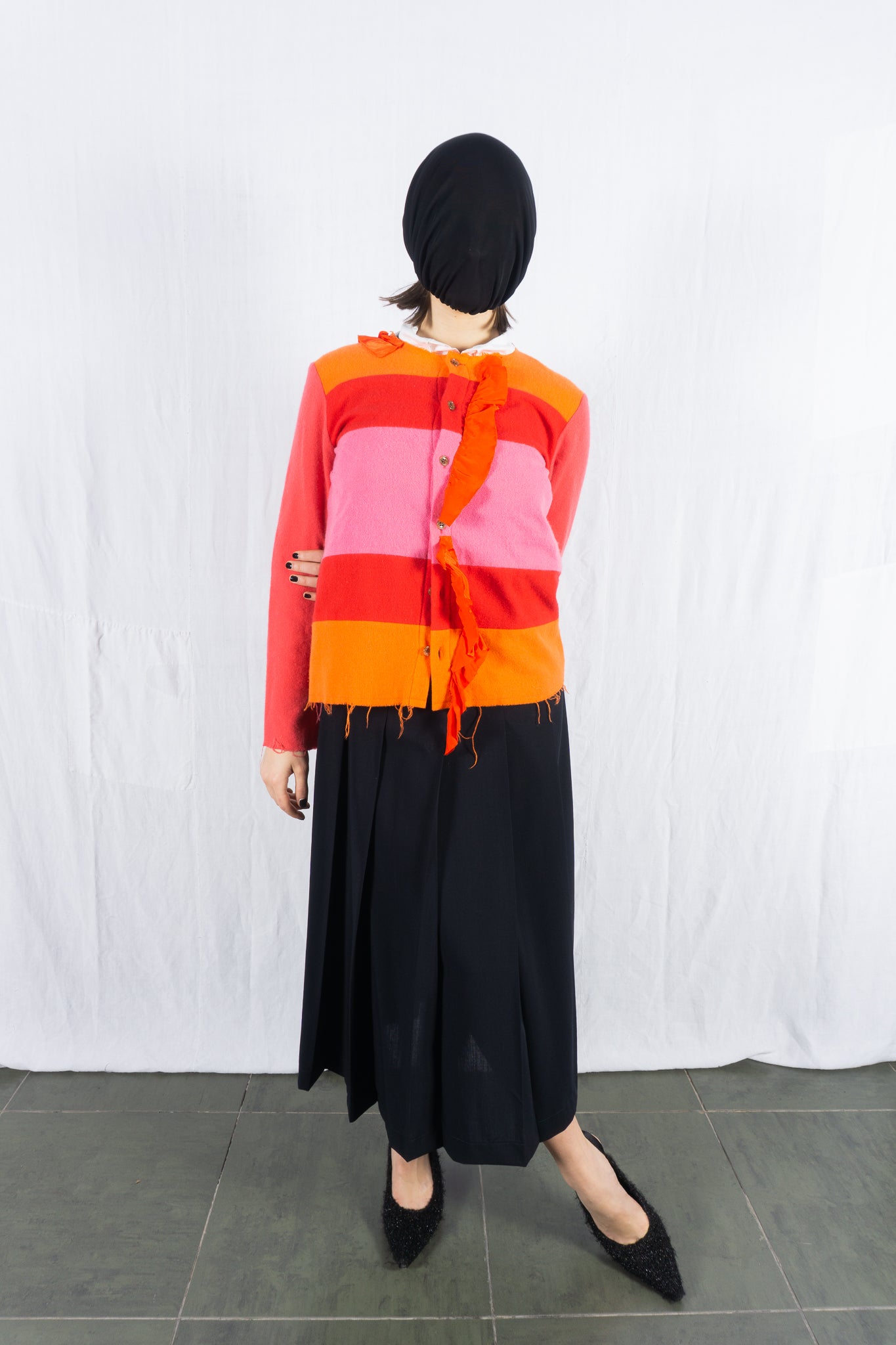 tricot Comme des Garçons A/W 2002 patchwork cardigan – front view | Recente Studio