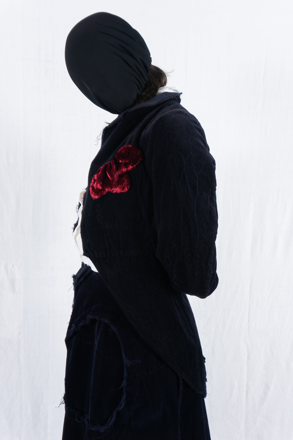 Comme des Garçons SS04 deconstructed velvet suit – full length | Recente Studio