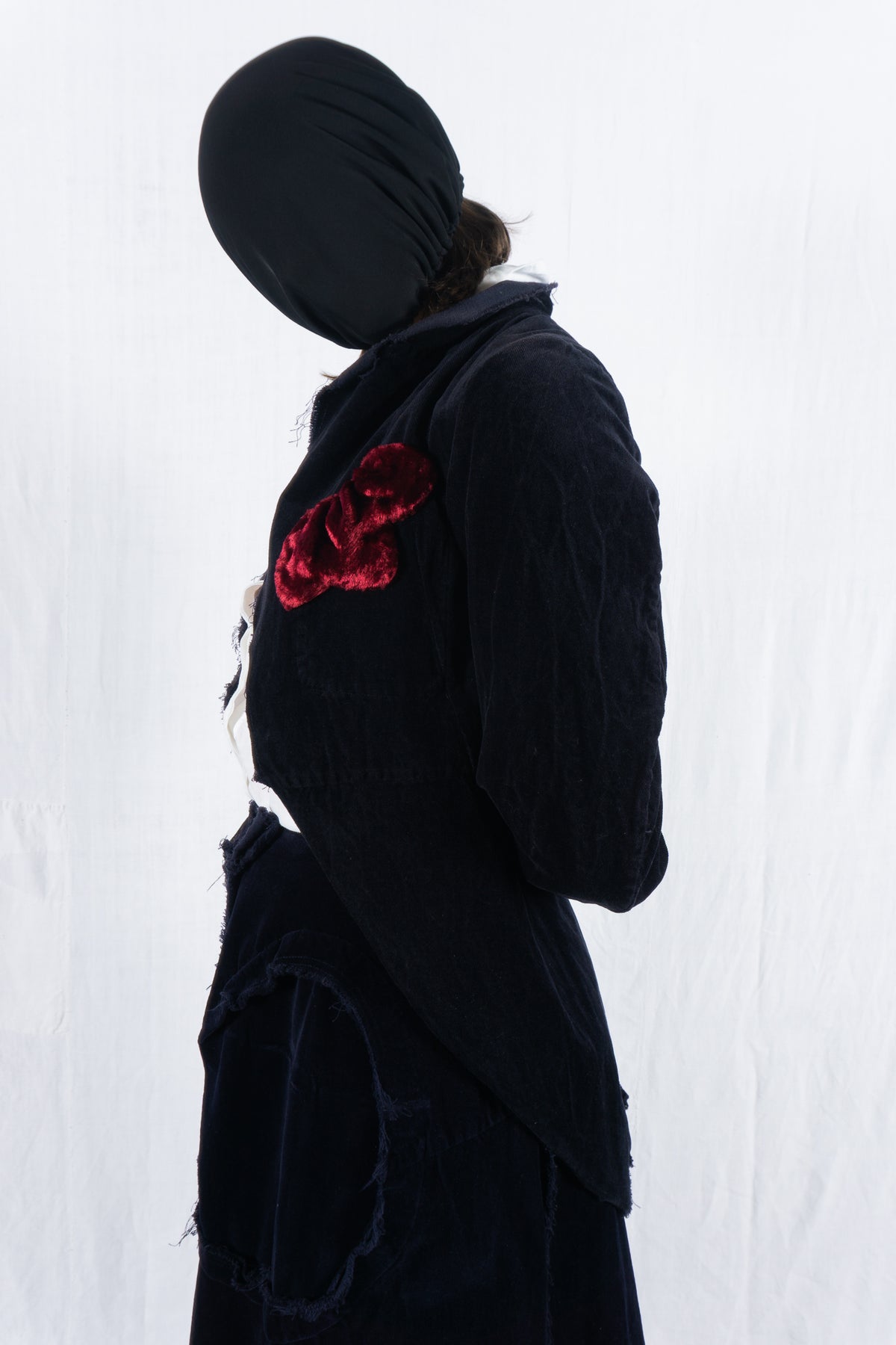 Comme des Garçons SS04 deconstructed velvet suit – full length | Recente Studio