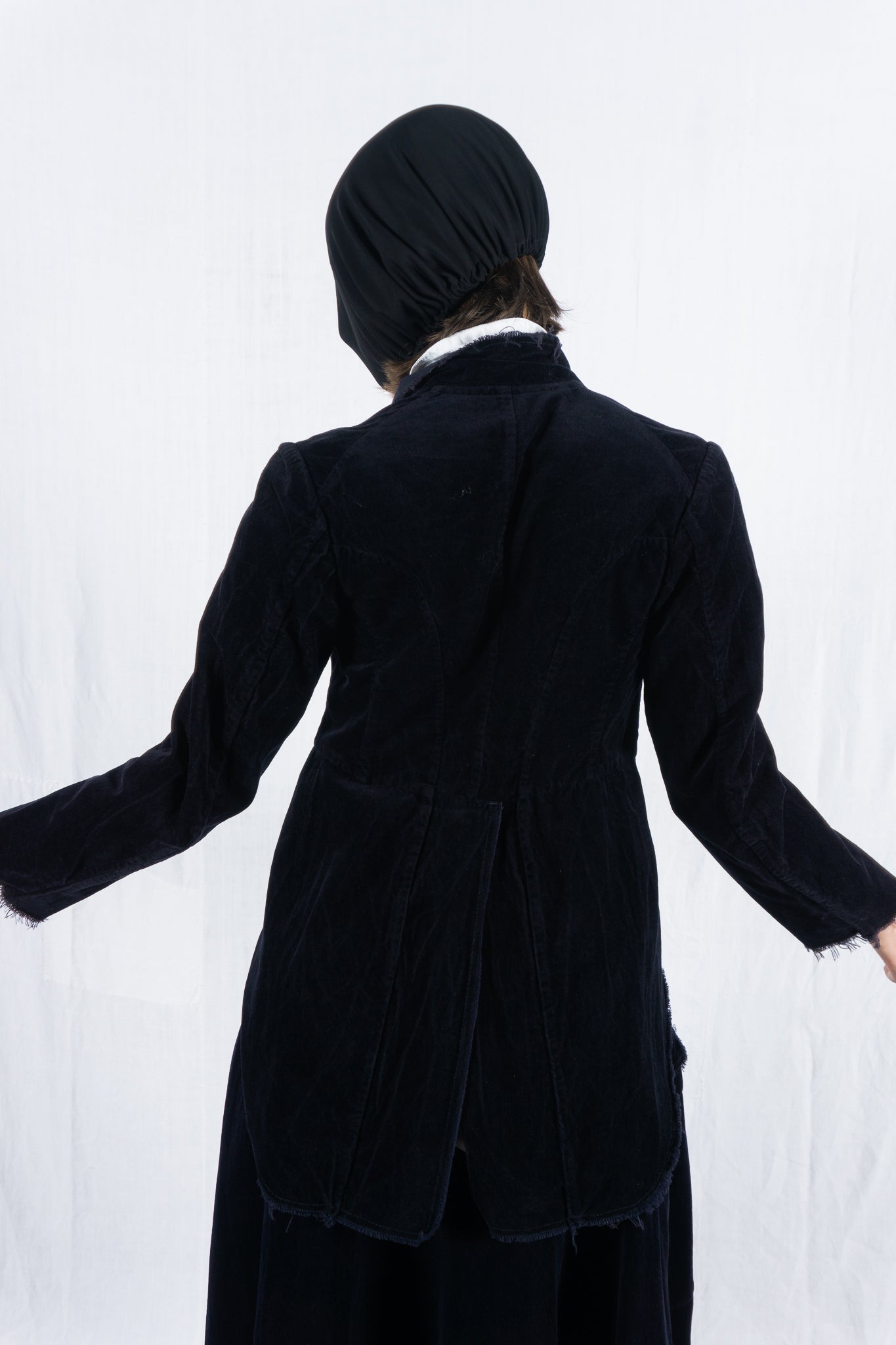 Comme des Garçons SS04 deconstructed velvet suit – skirt detail | Recente Studio