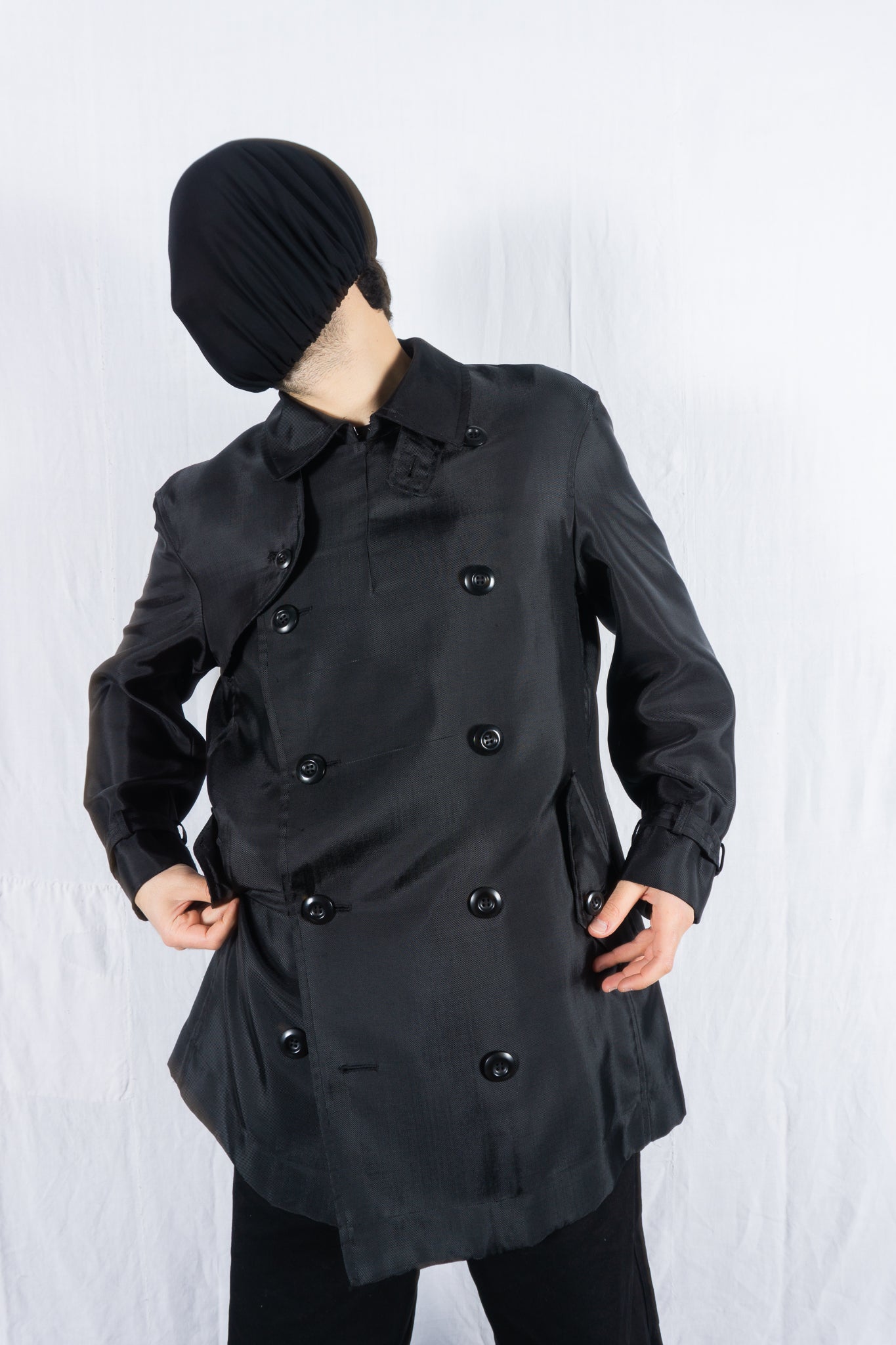 Issey Miyake Men AW97 trench coat – side view | Recente Studio