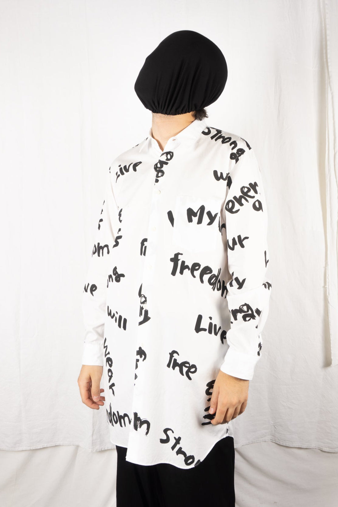 Comme des Garçons Homme Plus A/W 2021 Willie Cole shirt white – front view | Recente Studio