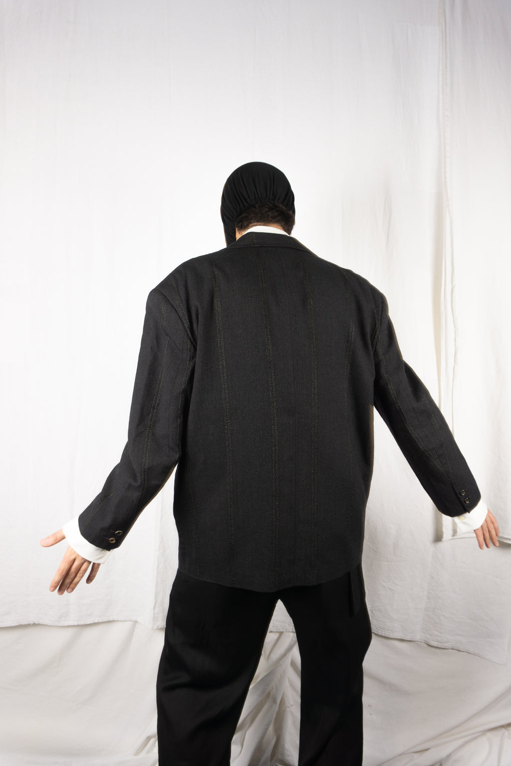 Comme des Garçons Homme Plus A/W 1985 oversize jacket – worn view | Recente Studio