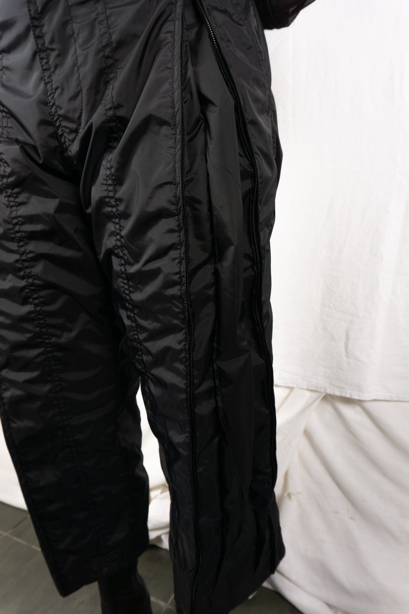 Issey Miyake 2000s parachute pants – worn view | Recente Studio
