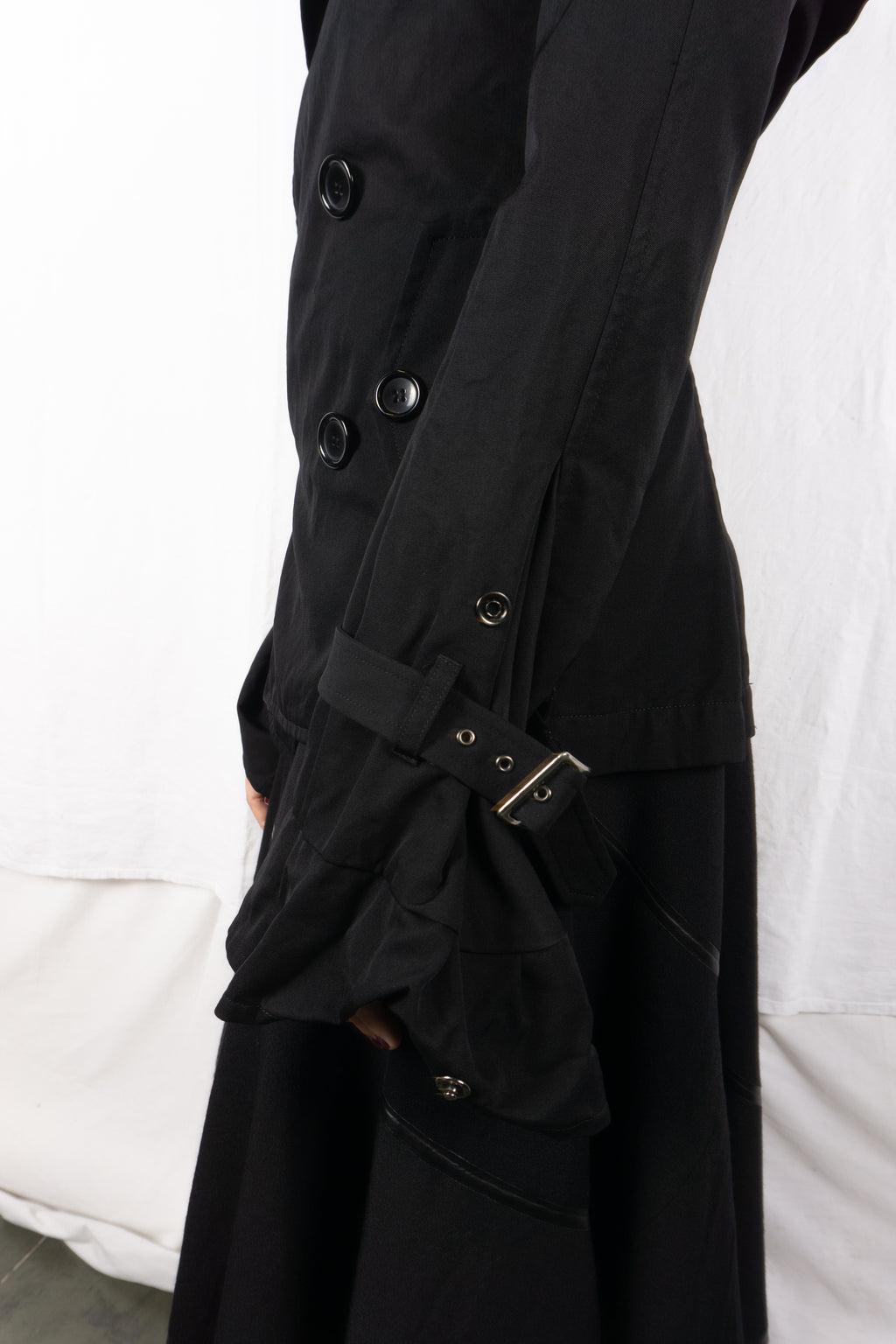 Junya Watanabe AW05 short trench – worn view | Recente Studio