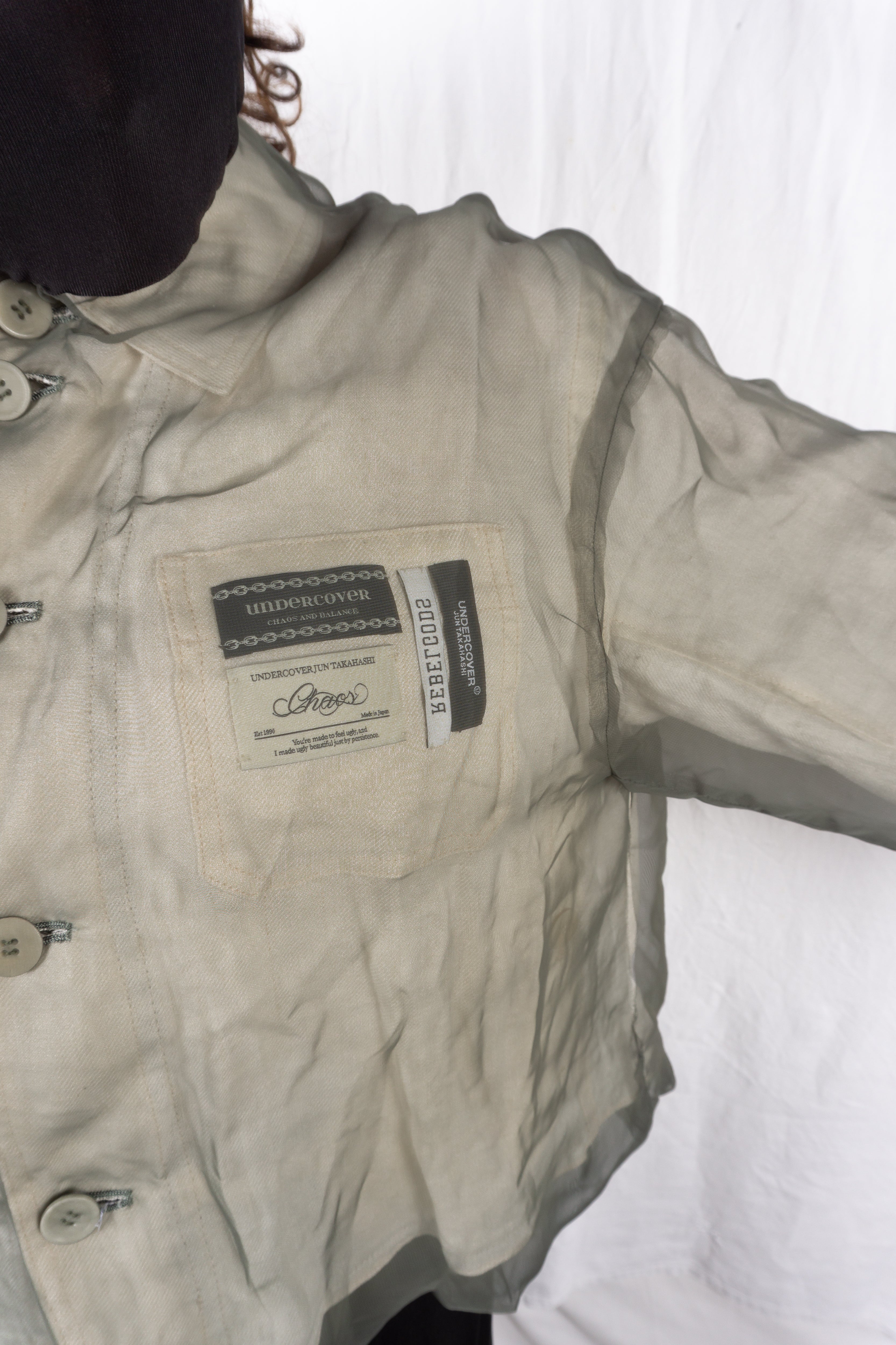 Undercover SS24 transparent crop jacket – collar detail | Recente Studio