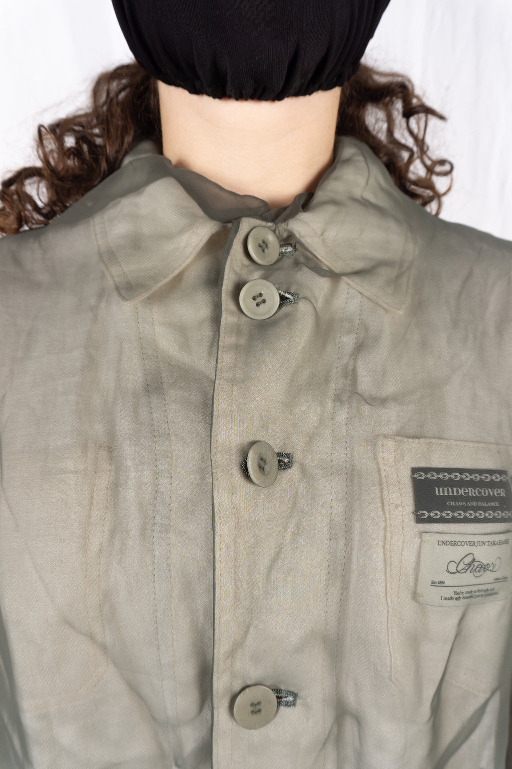 Undercover S/S 2024 transparent crop jacket – open front | Recente Studio