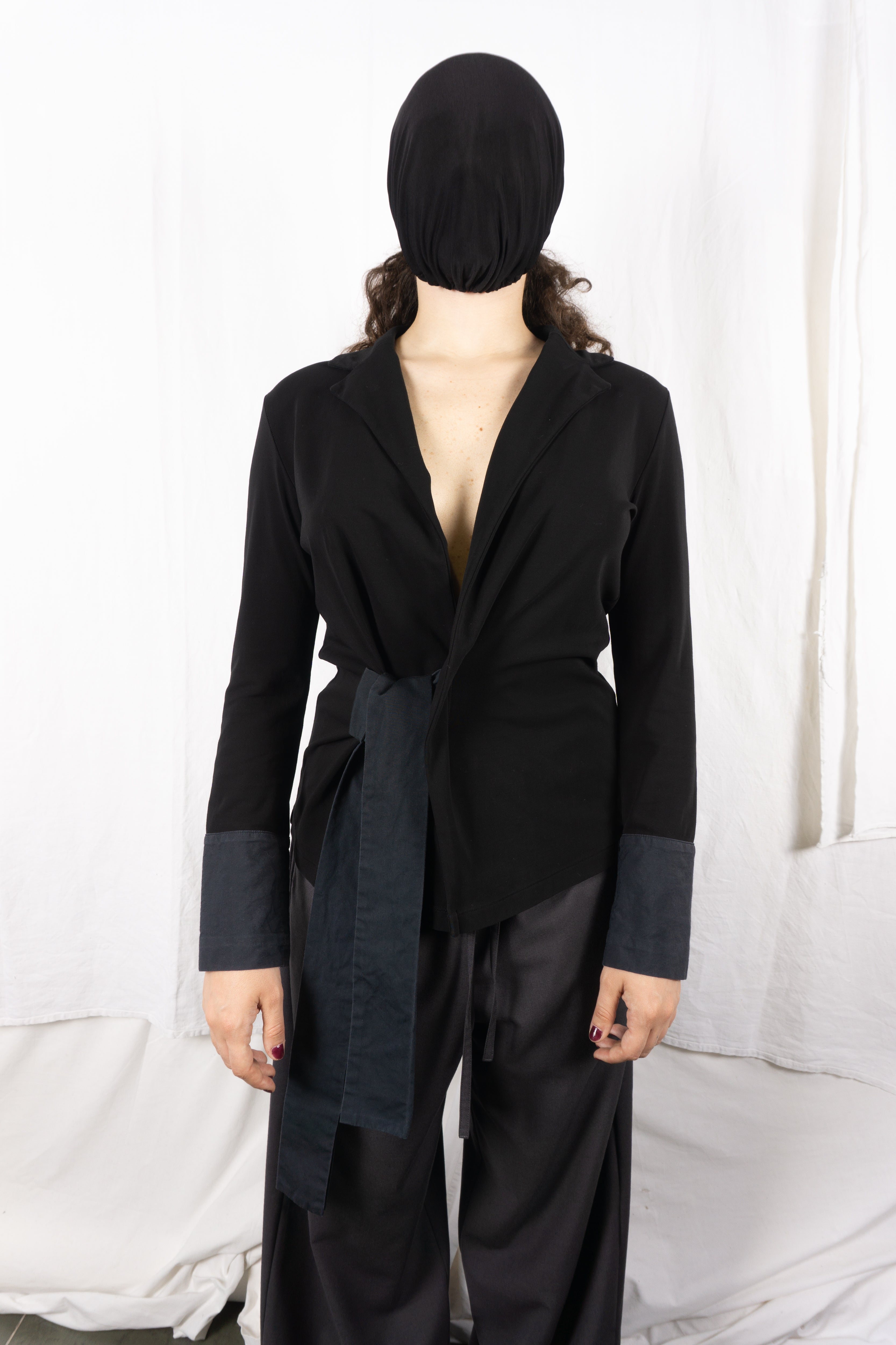 Yohji Yamamoto Noir A/W 2009 Japandi jacket – worn view | Recente Studio