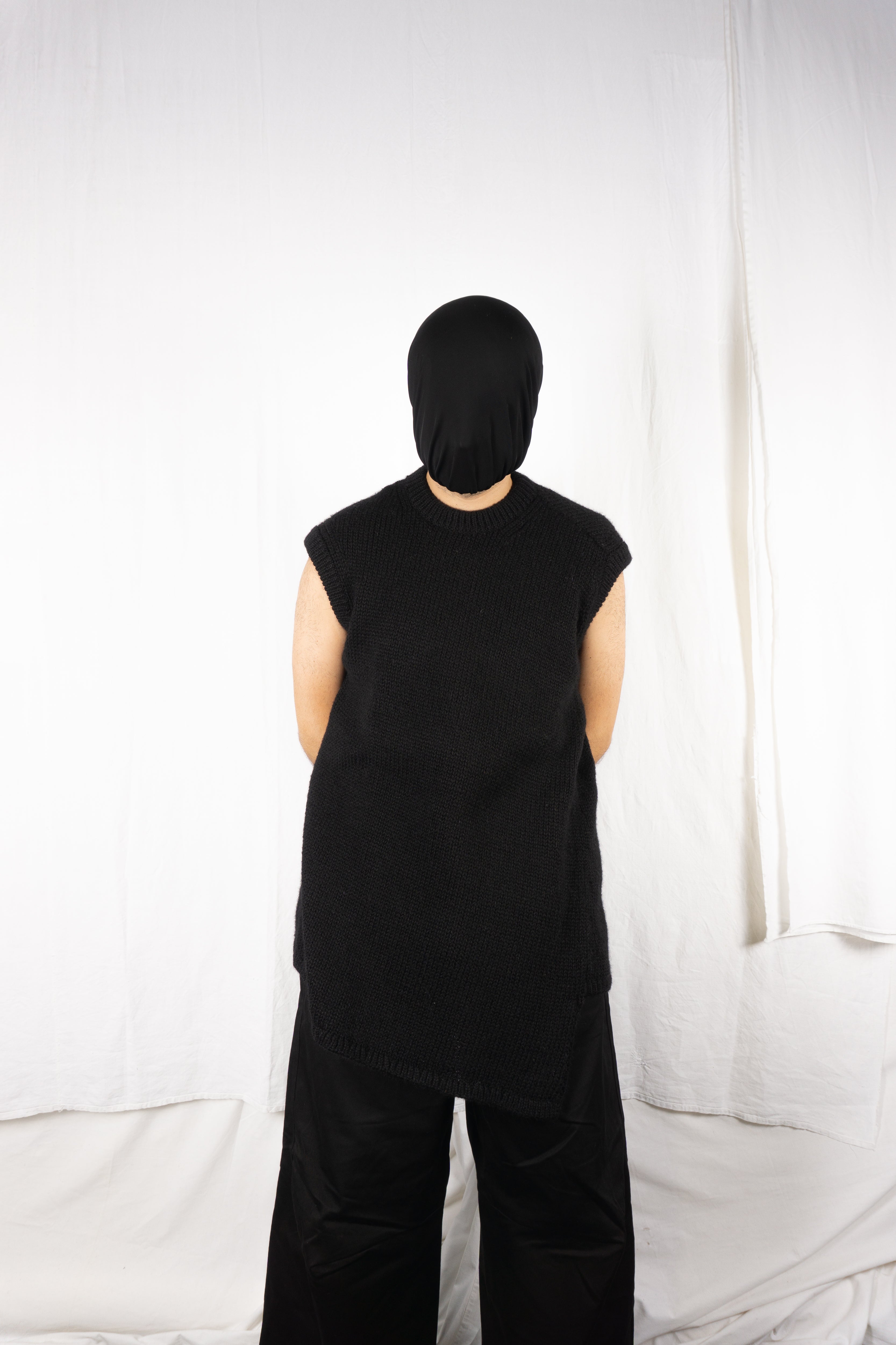 Comme des Garçons 1990s asymmetrical vest – worn view | Recente Studio