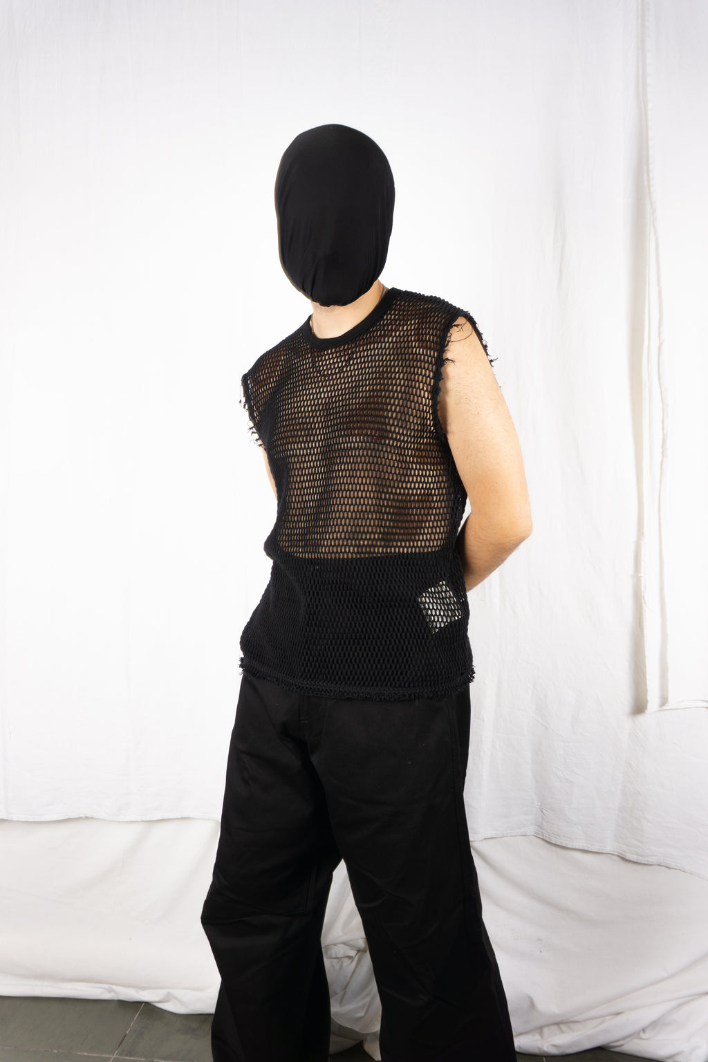 Junya Watanabe Man S/S 2024 net vest – side view | Recente Studio
