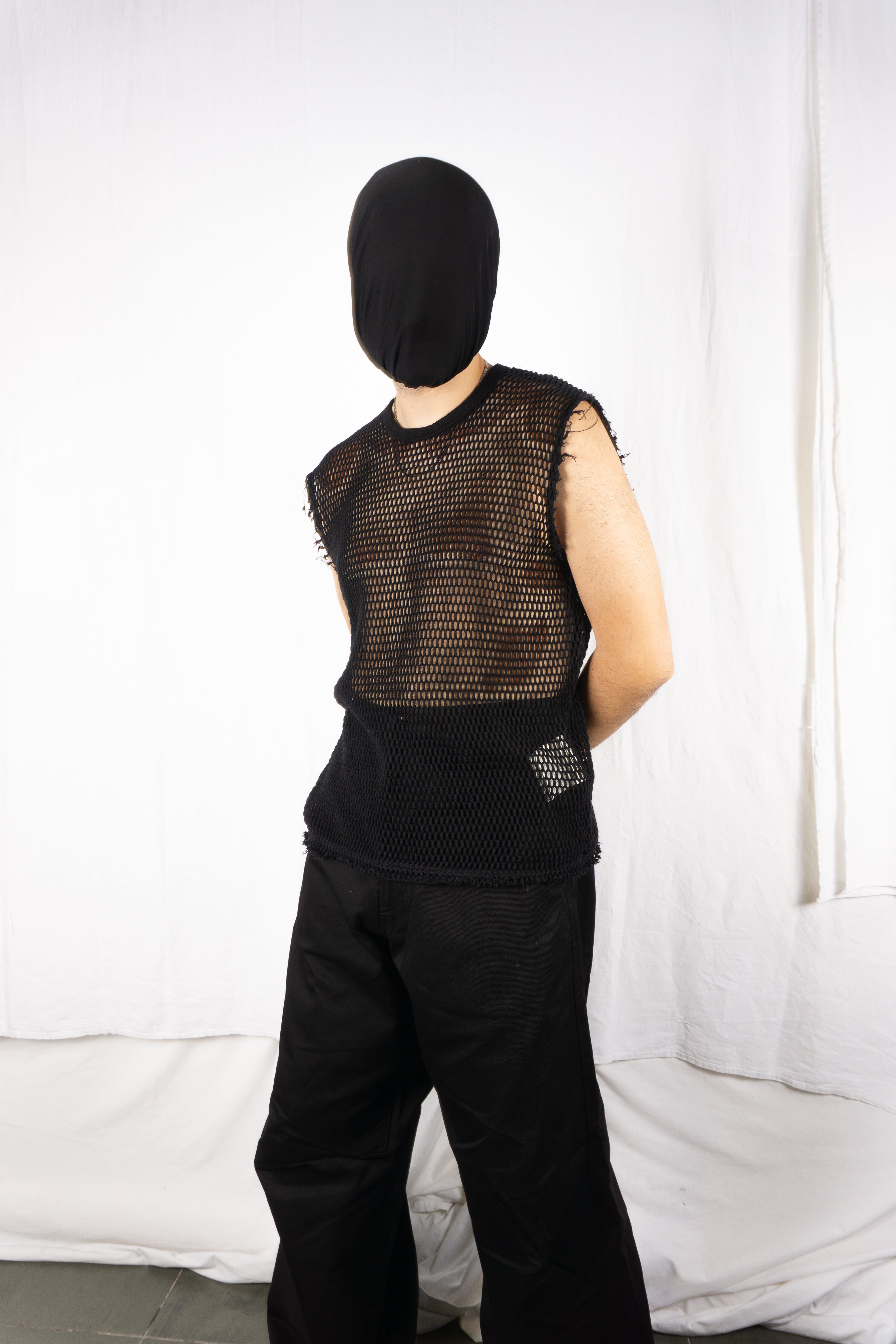 Junya Watanabe Man S/S 2024 net vest – side view | Recente Studio