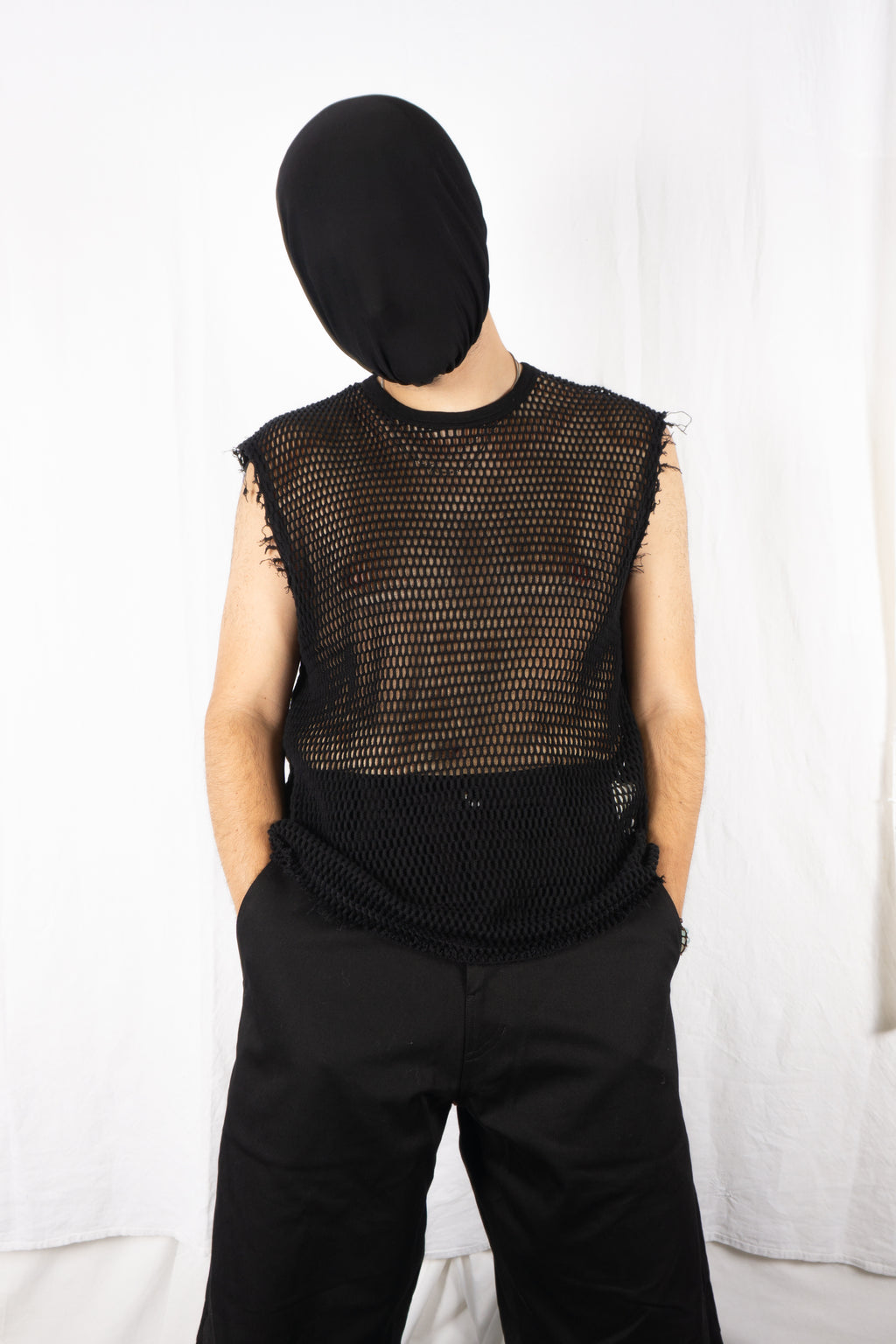 Junya Watanabe Man SS24 net vest – back view | Recente Studio