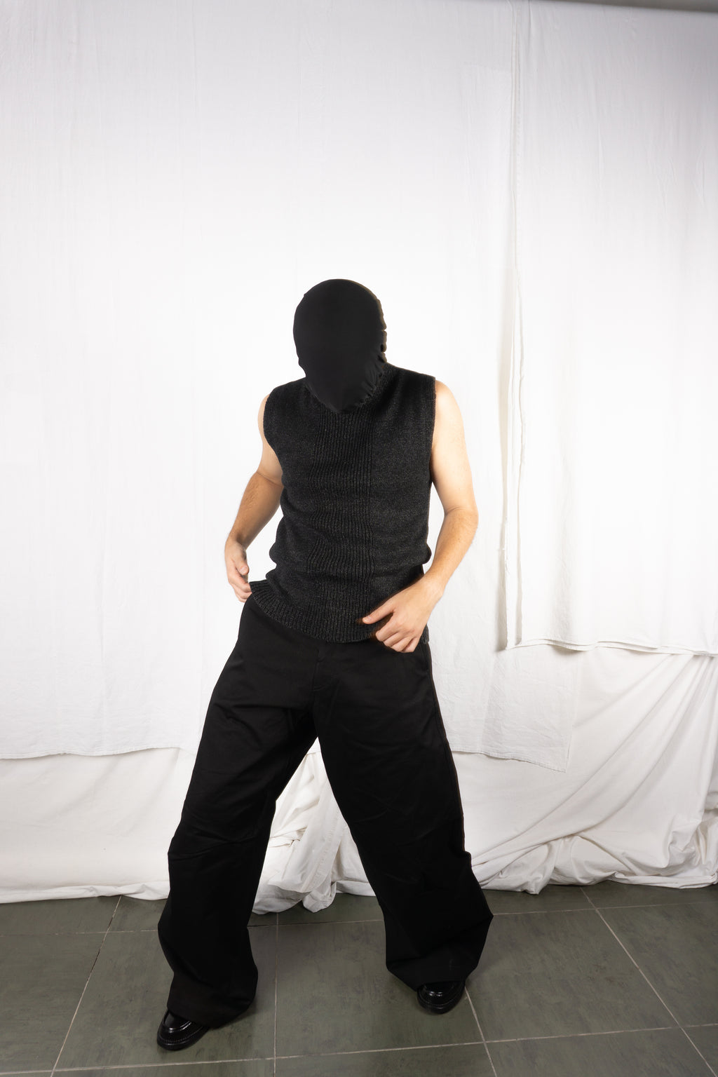 IM Issey Miyake Men 1990s vest – worn view | Recente Studio