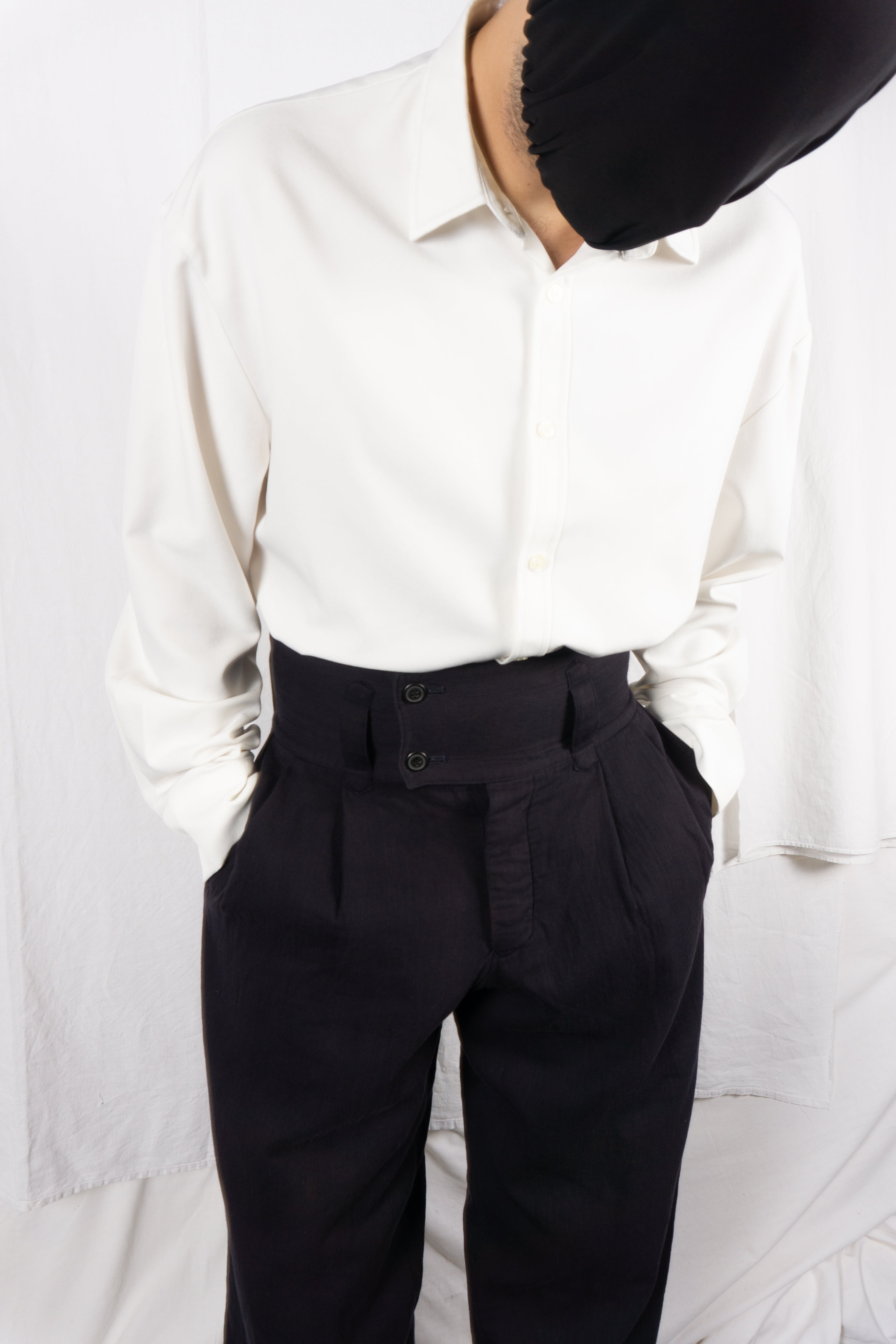 Issey Miyake Men 1990s high-waisted trousers – side view | Recente Studio