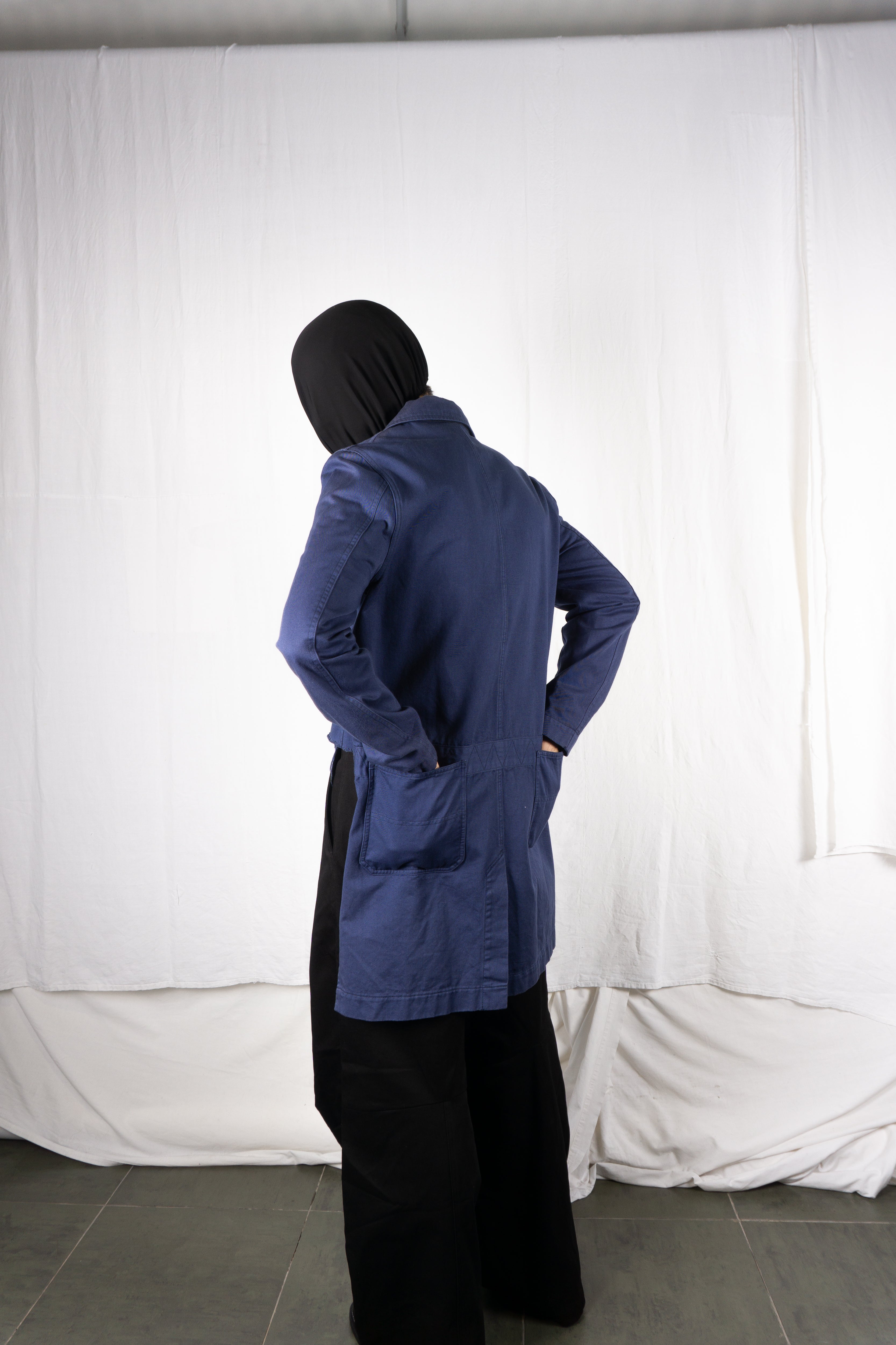 Ganryu Comme des Garçons SS17 asymmetrical jacket – worn view | Recente Studio
