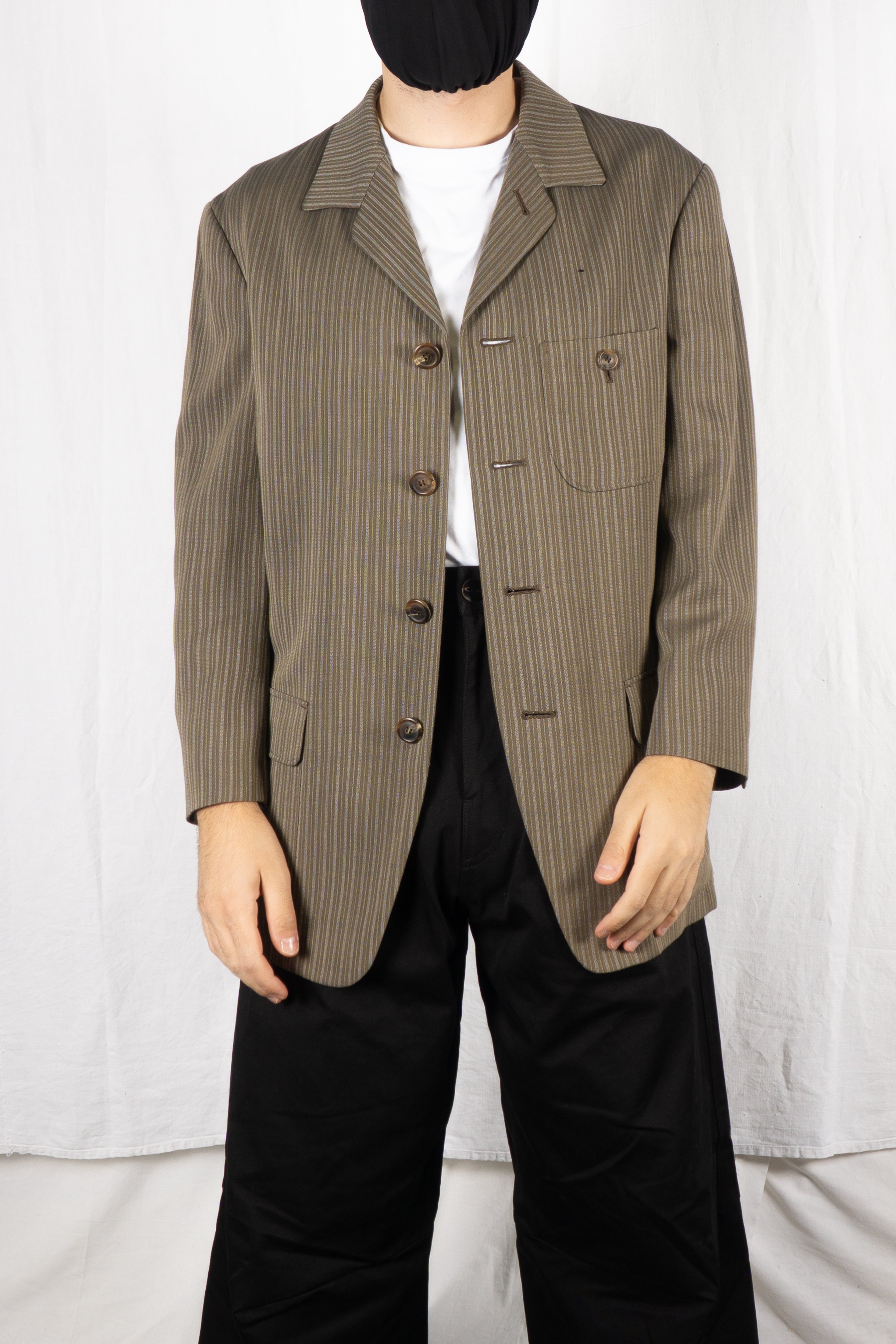 Issey Miyake Men AW96 pinstripe jacket – back view | Recente Studio
