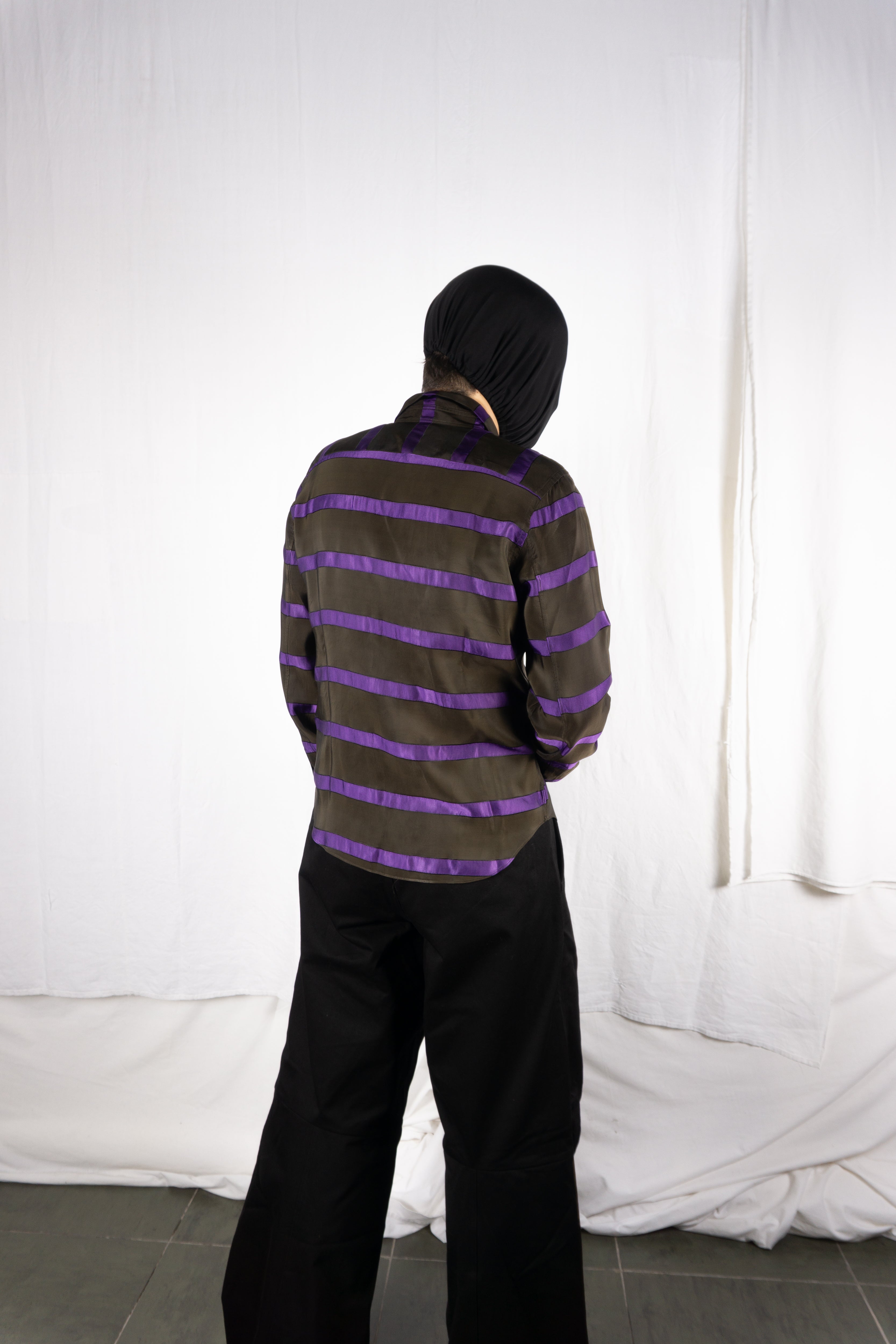Comme des Garçons Homme Plus A/W 2001 psychedelic shirt – worn view | Recente Studio