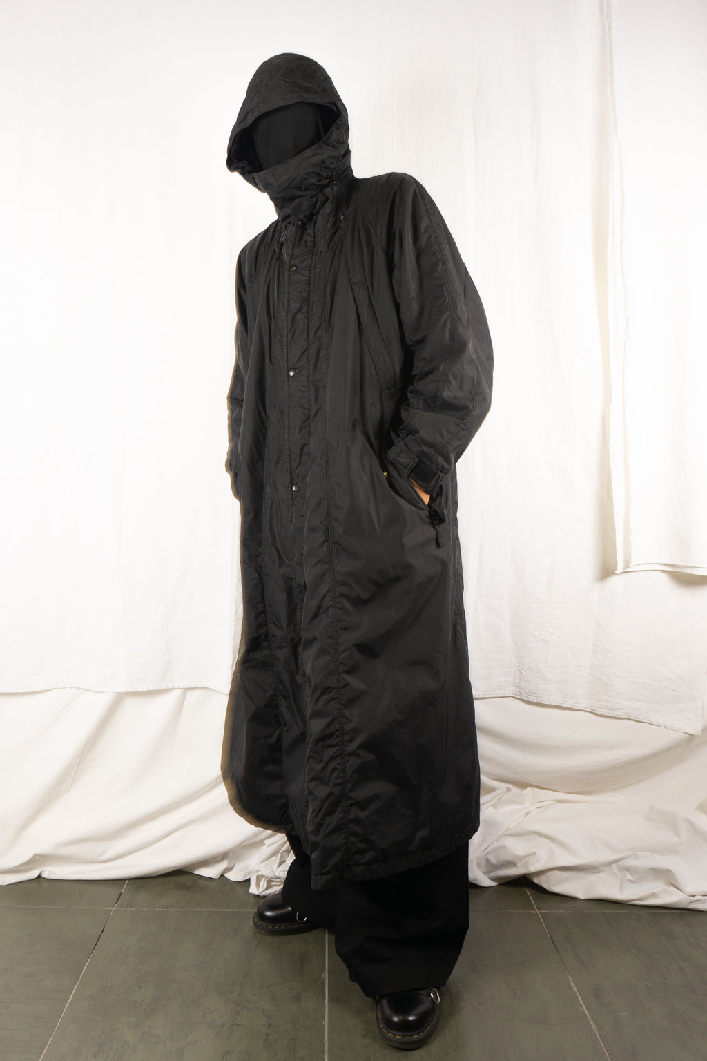 Issey Miyake White Label 2000s parachute coat – side view | Recente Studio