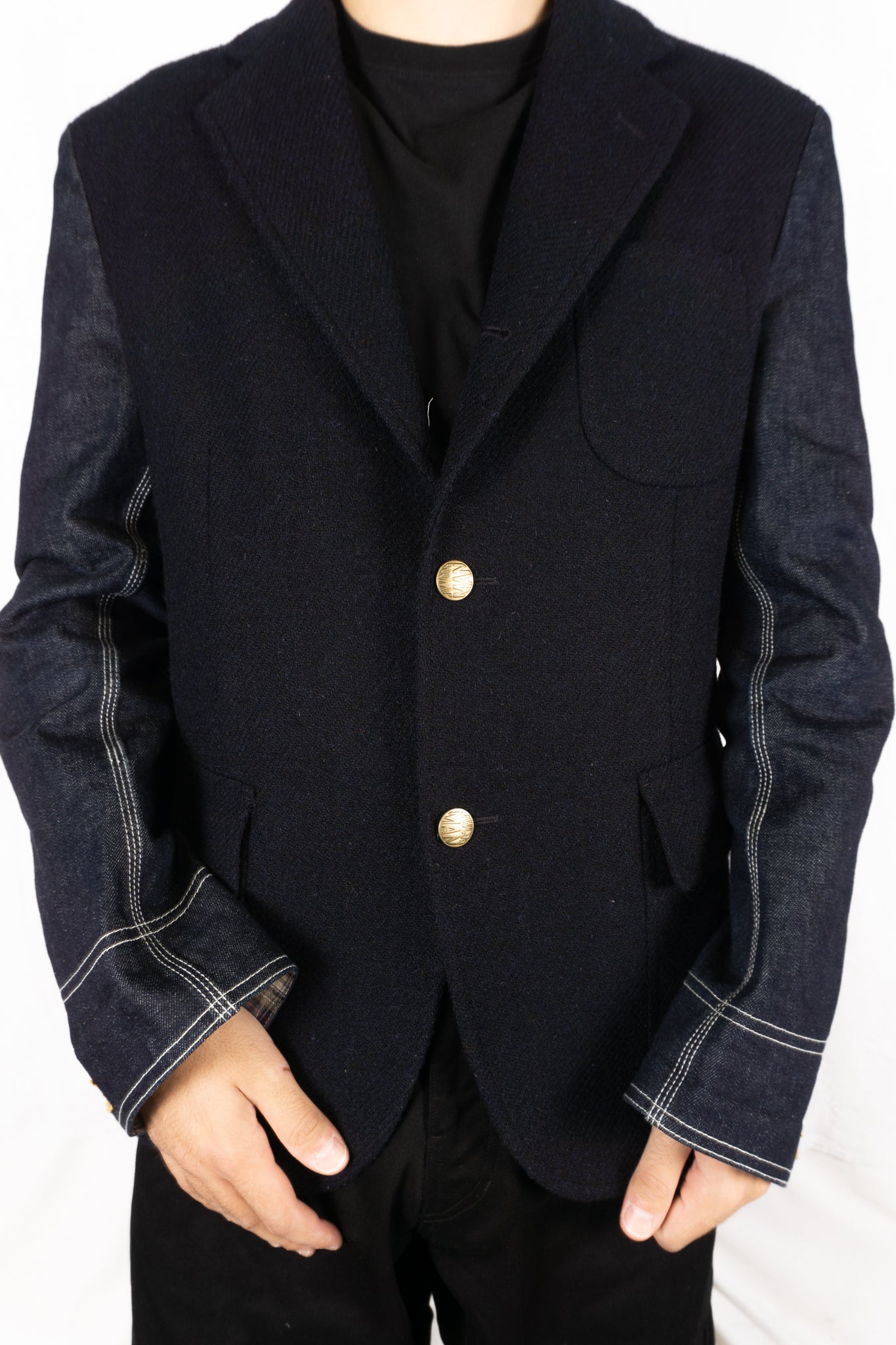 Junya Watanabe Man A/W 2019 wool denim sleeves jacket – open front | Recente Studio