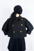 Comme des Garçons A/W 2016 cropped coat – worn view | Recente Studio