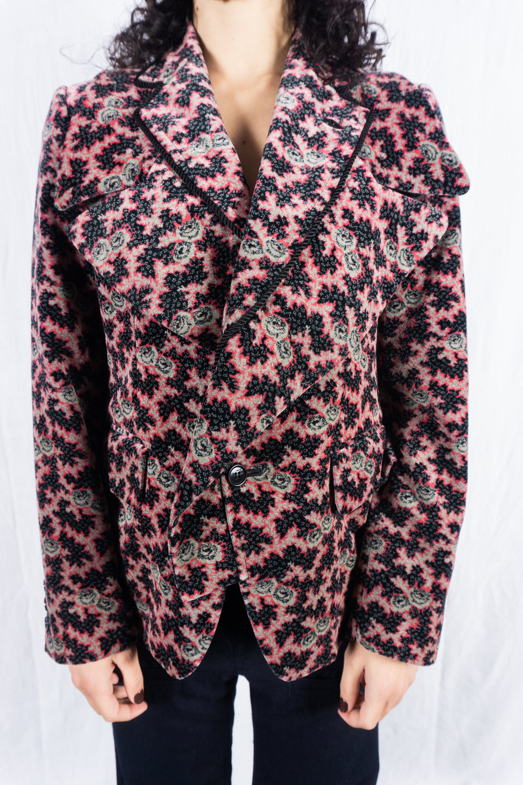 Comme des Garçons AW01 printed velvet jacket – back view | Recente Studio