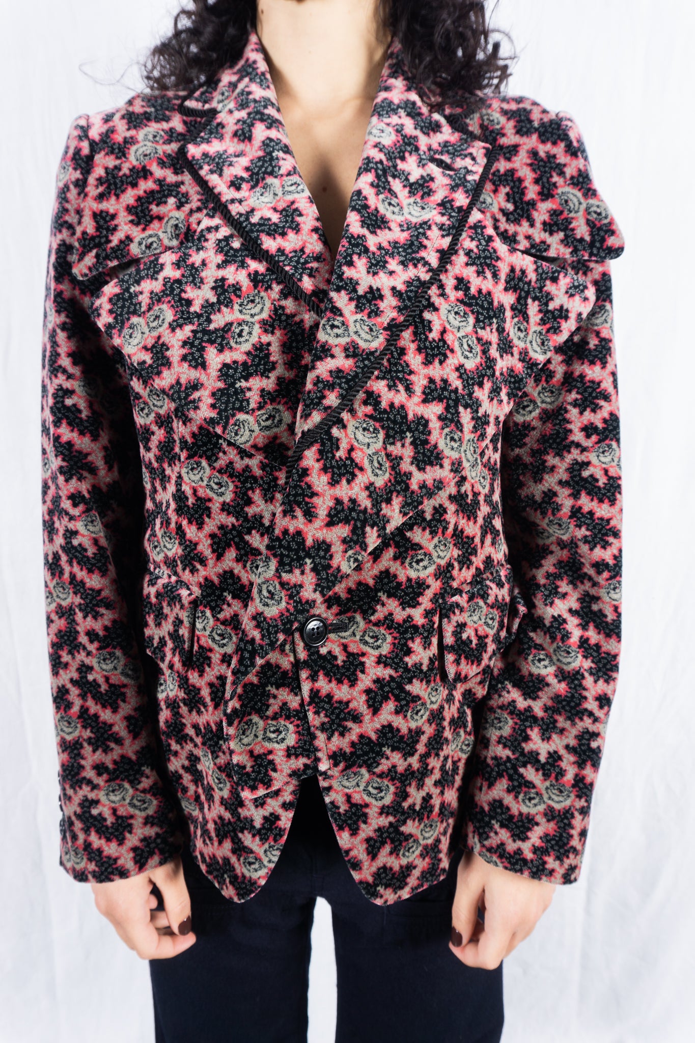Comme des Garçons AW01 printed velvet jacket – back view | Recente Studio