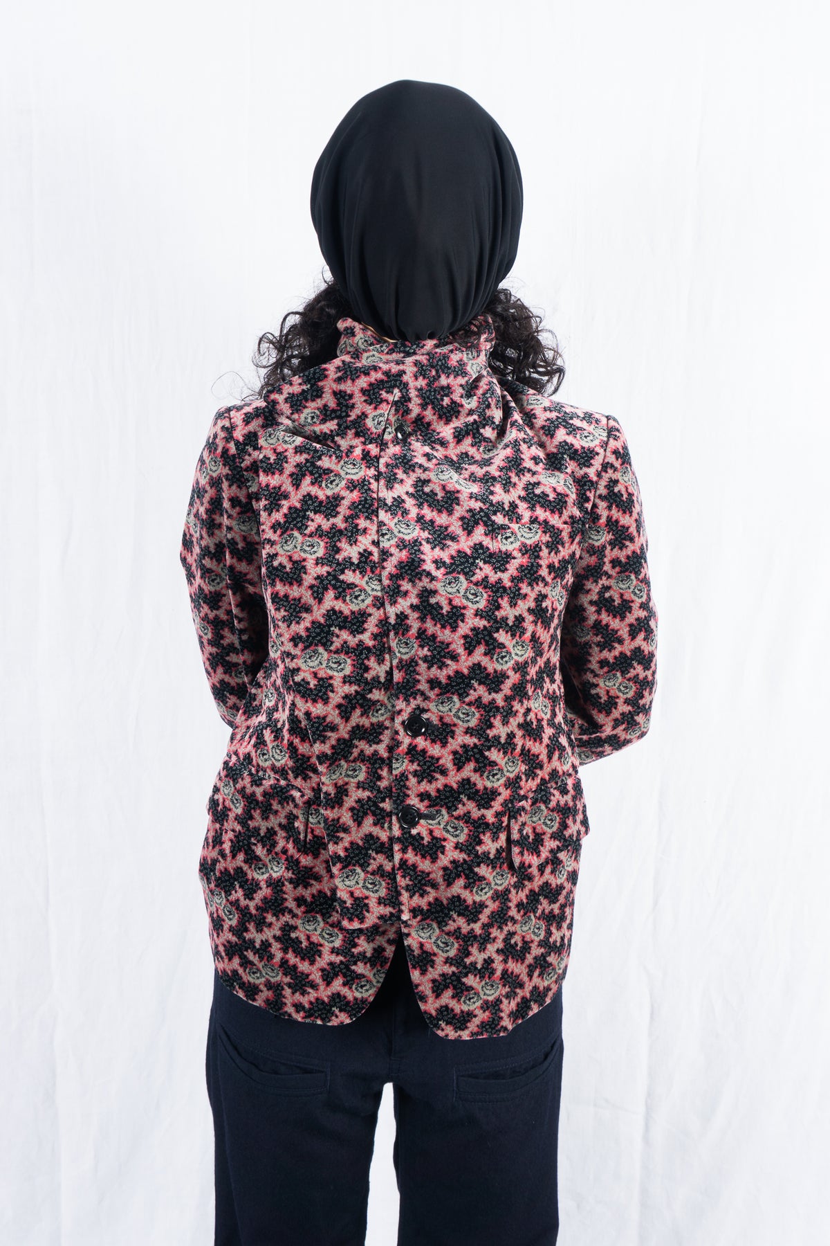 Comme des Garçons AW01 printed velvet jacket – print detail | Recente Studio