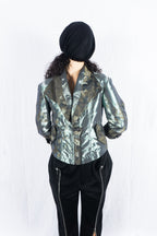 Issey Miyake S/S 2009 printed 3/4 sleeve jacket – front view | Recente Studio