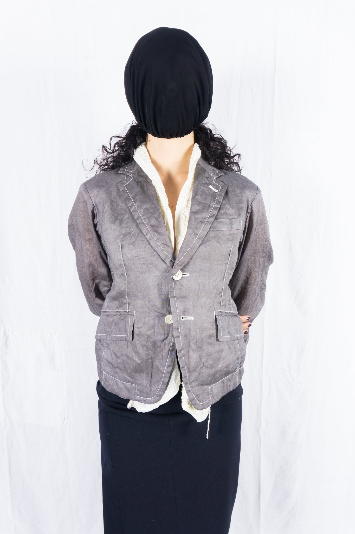 tricot Comme des Garçons S/S 2015 layered linen jacket – back view | Recente Studio
