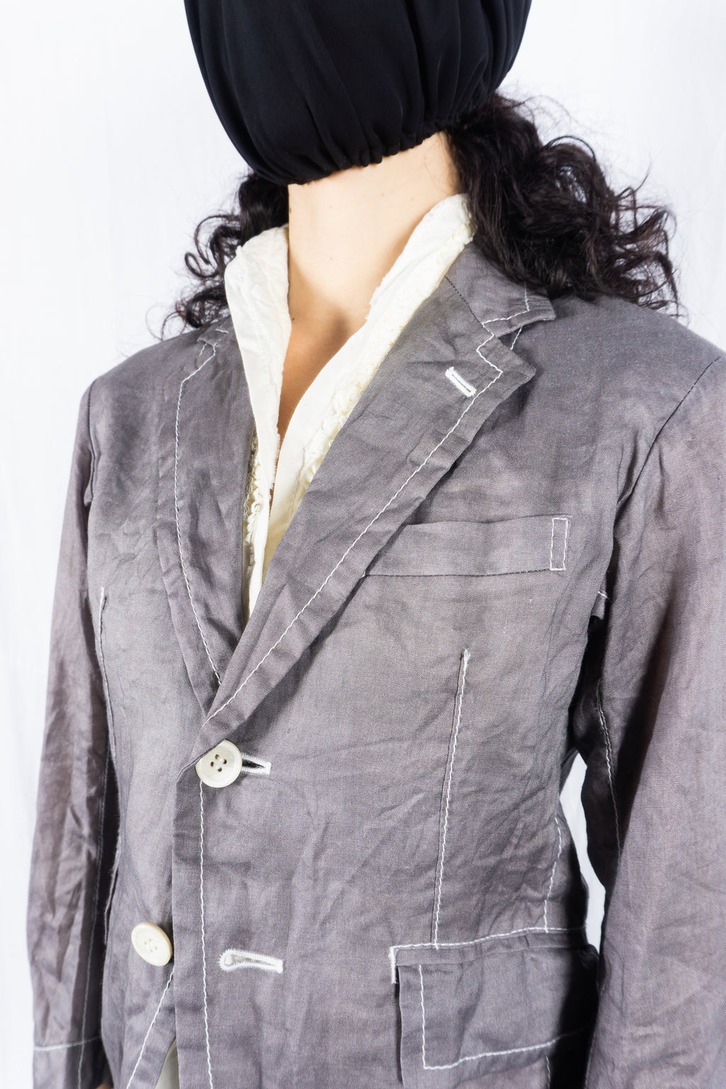 tricot Comme des Garçons SS15 layered linen jacket – side view | Recente Studio