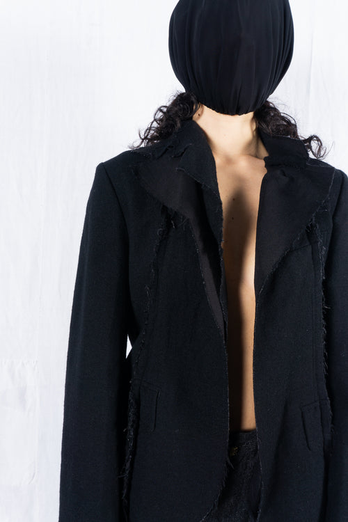 tricot Comme des Garçons AW03 cut fringe jacket – side view | Recente Studio