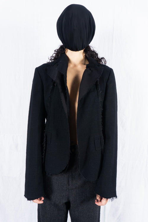 tricot Comme des Garçons A/W 2003 cut fringe jacket – front view | Recente Studio