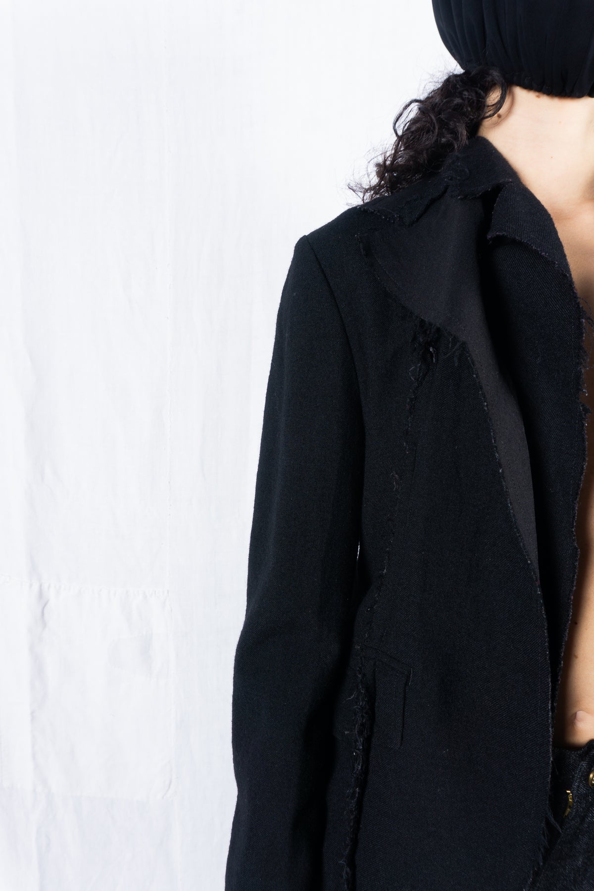 tricot Comme des Garçons A/W 2003 cut fringe jacket – open front | Recente Studio