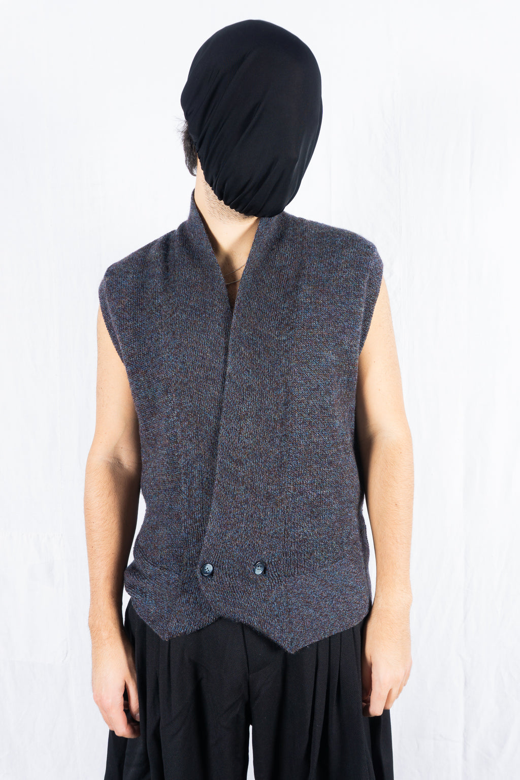 Issey Miyake Men 1980s knit waistcoat – side view | Recente Studio