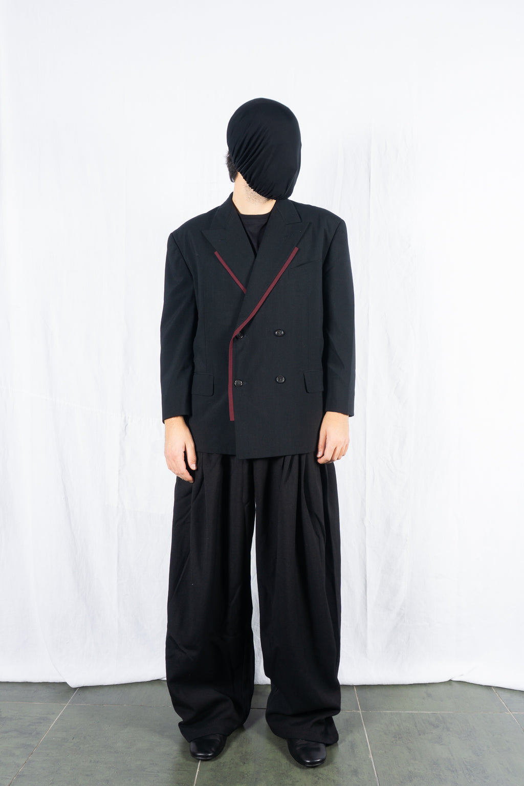 Comme des Garçons Homme Plus S/S 1990 red stripe jacket – front view | Recente Studio