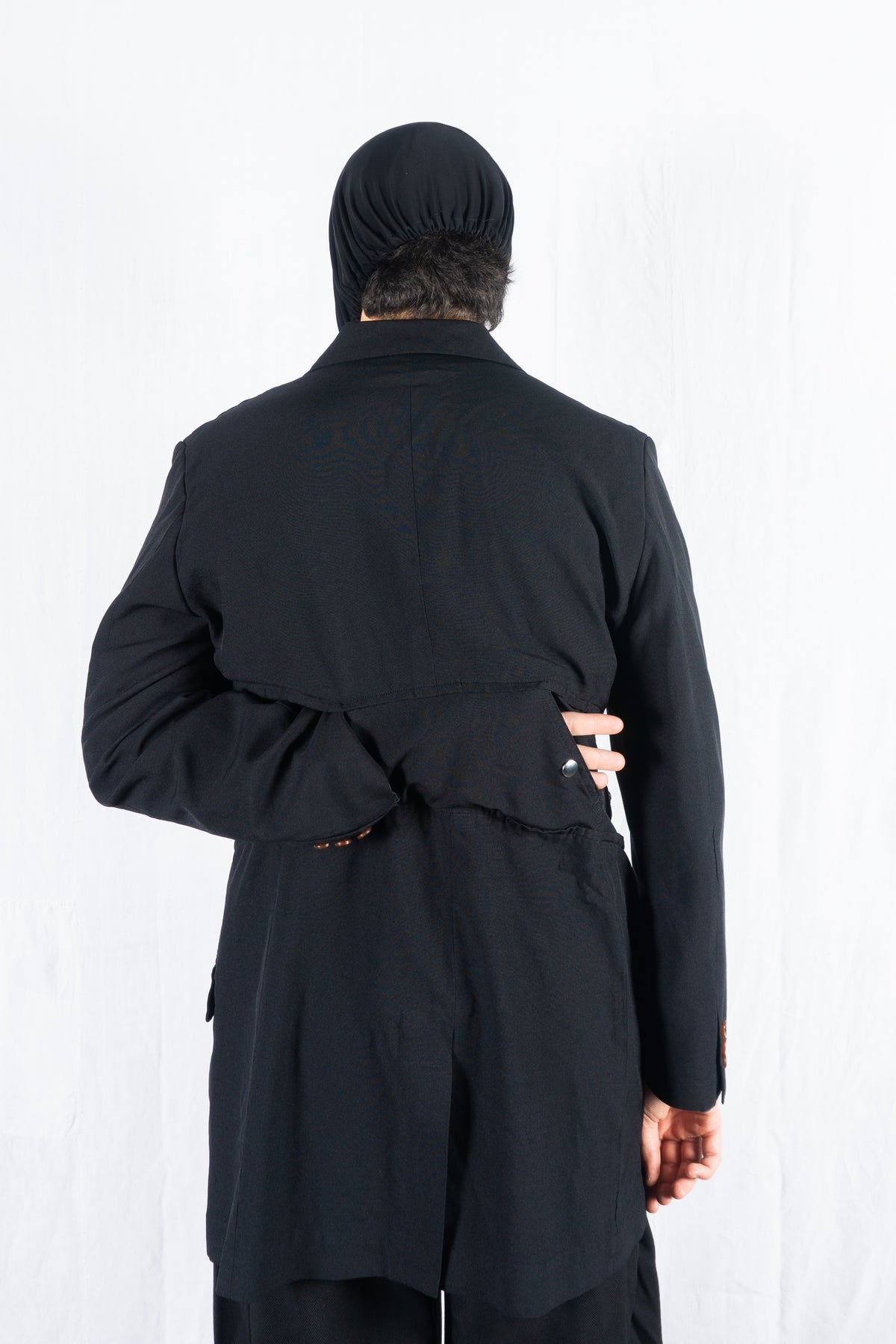 Comme des Garçons Homme Plus SS20 long deconstructed jacket – back view | Recente Studio