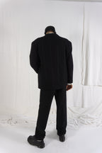 Comme des Garçons Homme Plus A/W 1985 oversize pinstripe jacket – fabric texture | Recente Studio