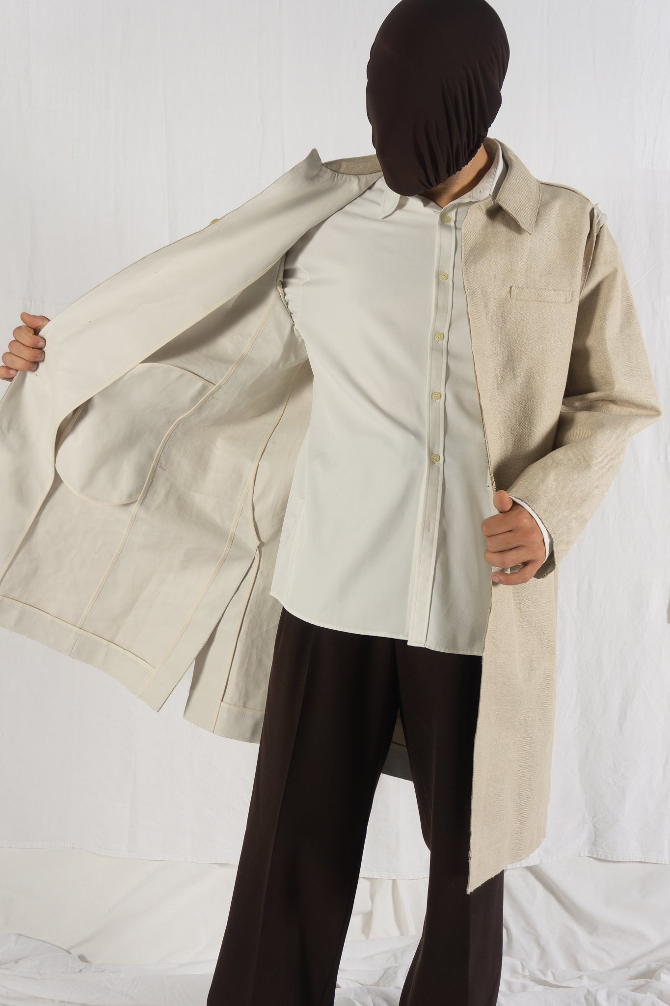 Undercover Jun Takahashi AW21 coat – linen detail | Recente Studio