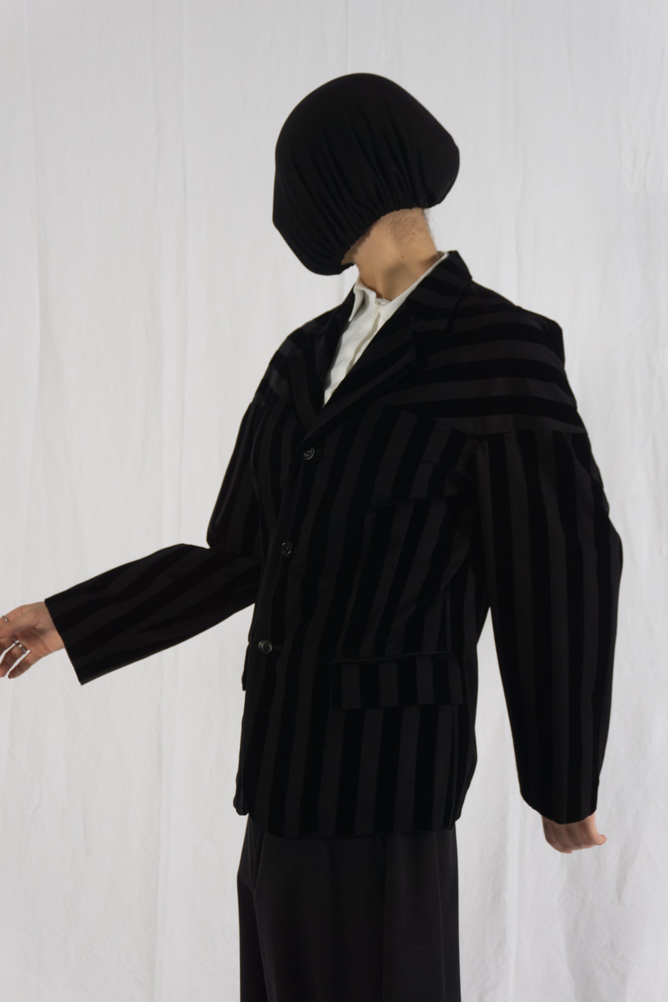 Comme des Garçons A/W 1990 striped velvet jacket – front view | Recente Studio